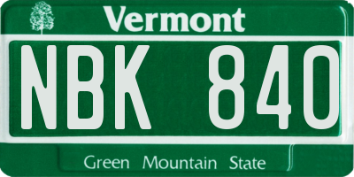 VT license plate NBK840