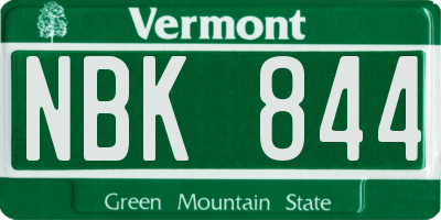 VT license plate NBK844