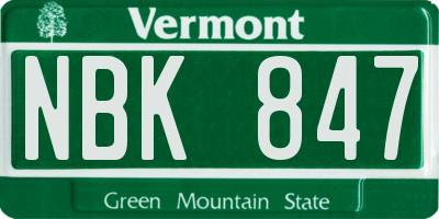 VT license plate NBK847