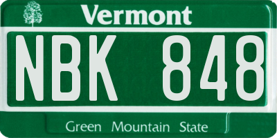 VT license plate NBK848