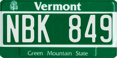 VT license plate NBK849