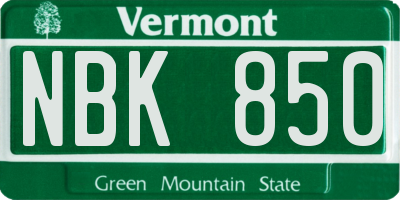 VT license plate NBK850