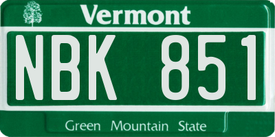 VT license plate NBK851