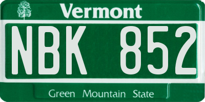 VT license plate NBK852