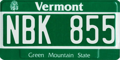 VT license plate NBK855