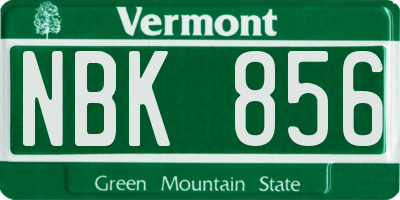 VT license plate NBK856