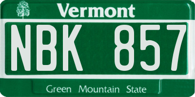 VT license plate NBK857