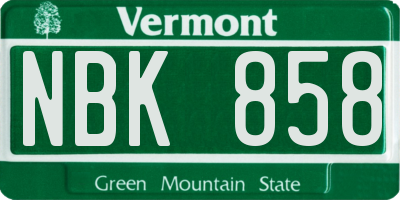 VT license plate NBK858