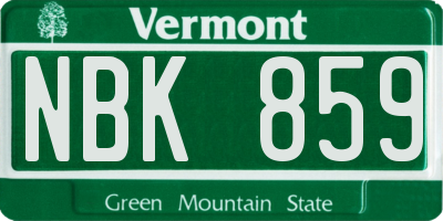 VT license plate NBK859
