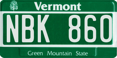 VT license plate NBK860