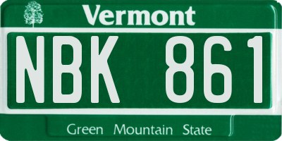 VT license plate NBK861