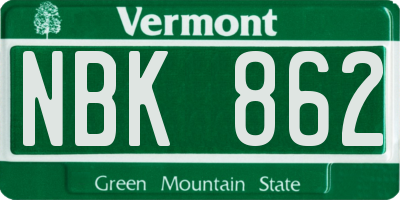 VT license plate NBK862