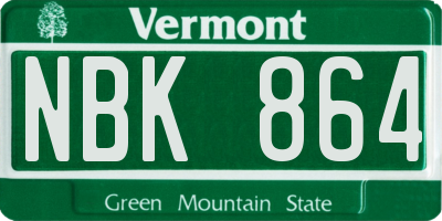 VT license plate NBK864