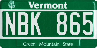 VT license plate NBK865