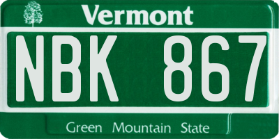 VT license plate NBK867