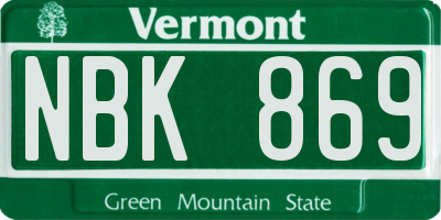 VT license plate NBK869
