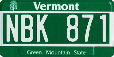 VT license plate NBK871