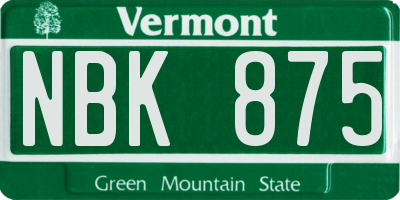 VT license plate NBK875
