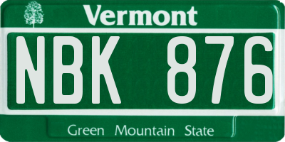 VT license plate NBK876