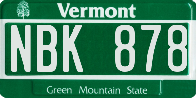 VT license plate NBK878