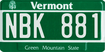 VT license plate NBK881