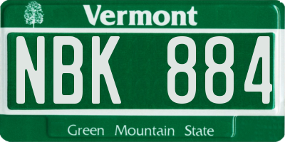 VT license plate NBK884