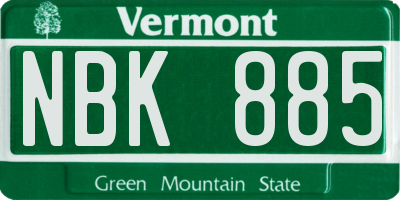 VT license plate NBK885