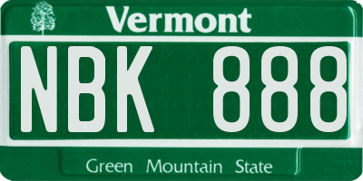 VT license plate NBK888