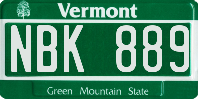 VT license plate NBK889