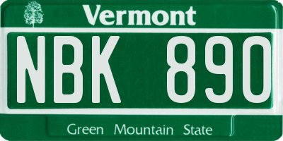 VT license plate NBK890