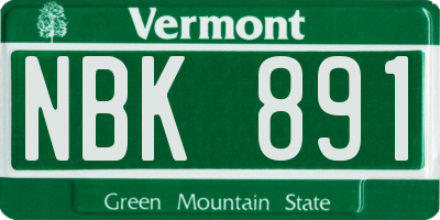VT license plate NBK891