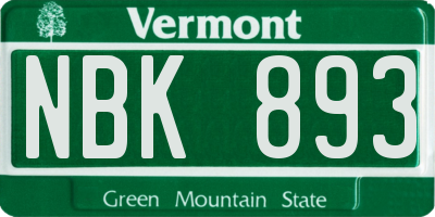 VT license plate NBK893