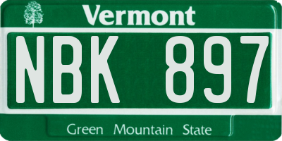 VT license plate NBK897