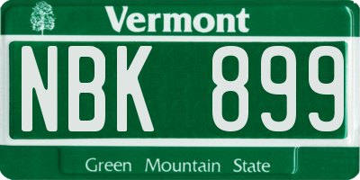 VT license plate NBK899