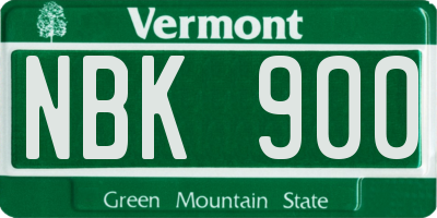 VT license plate NBK900