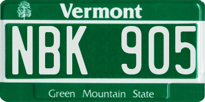 VT license plate NBK905