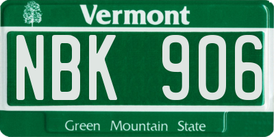 VT license plate NBK906