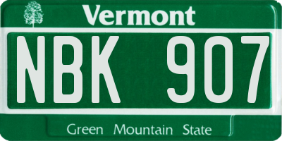 VT license plate NBK907