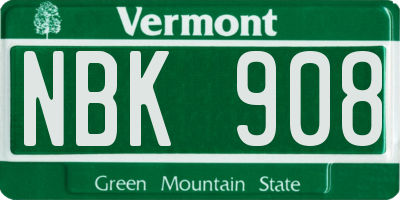 VT license plate NBK908
