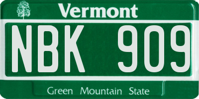VT license plate NBK909