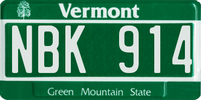 VT license plate NBK914