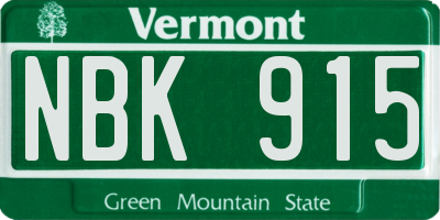 VT license plate NBK915