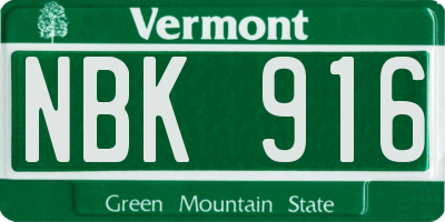 VT license plate NBK916