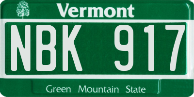 VT license plate NBK917