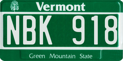 VT license plate NBK918