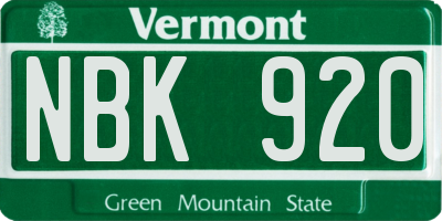 VT license plate NBK920