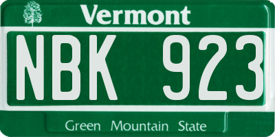 VT license plate NBK923