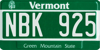 VT license plate NBK925