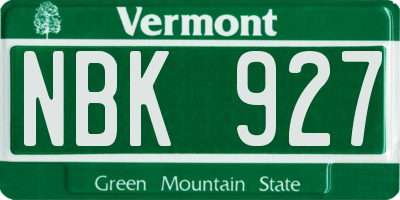 VT license plate NBK927