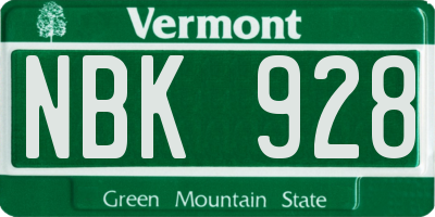 VT license plate NBK928